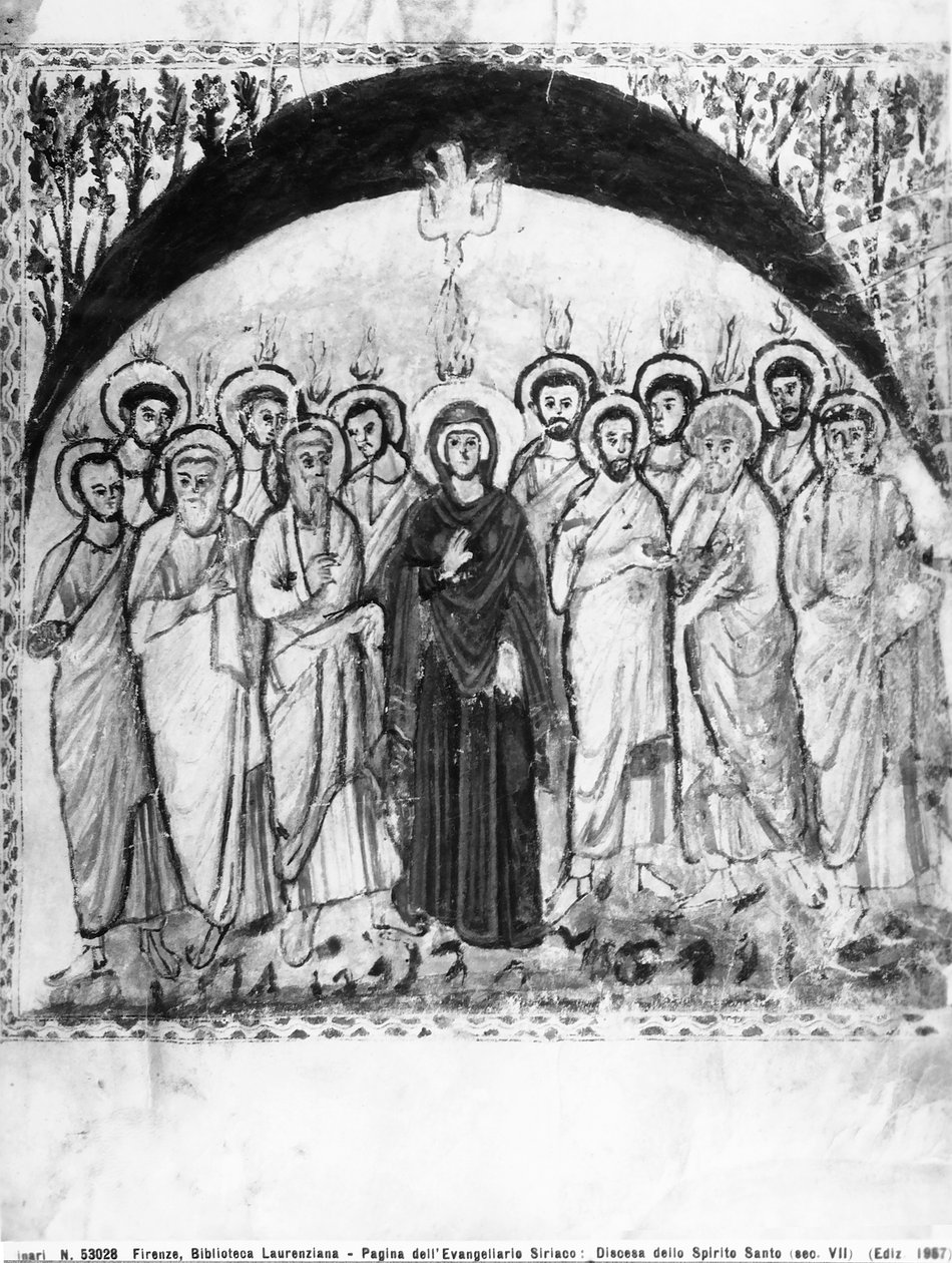 Helligåndens afstamning, folio fra Rabula-evangelierne, 586 AD (tempera på vellum) af Byzantine School
