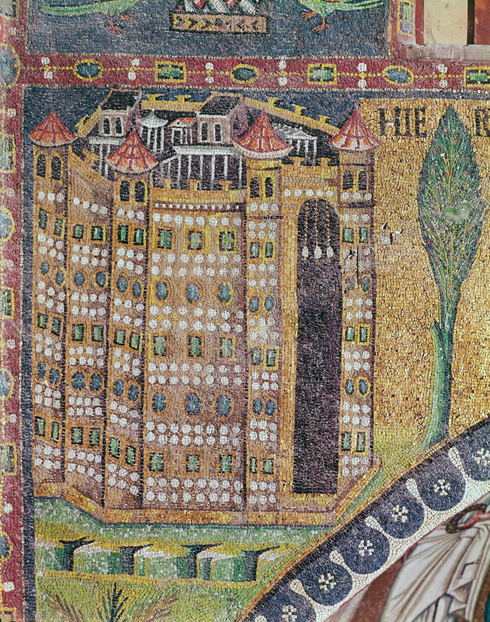 Detalje af Jerusalem (mosaik) af Byzantine School