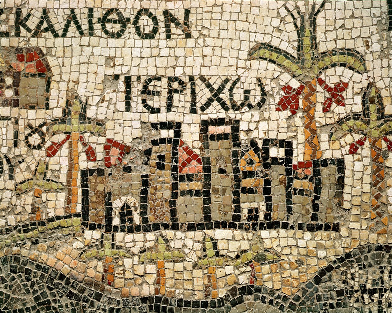 Detalje af et kort over Jeriko af Byzantine School