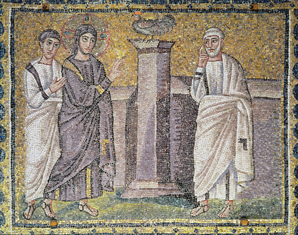 Jesus forudsiger Peters fornægtelse, scener fra Kristi liv (mosaik) af Byzantine School