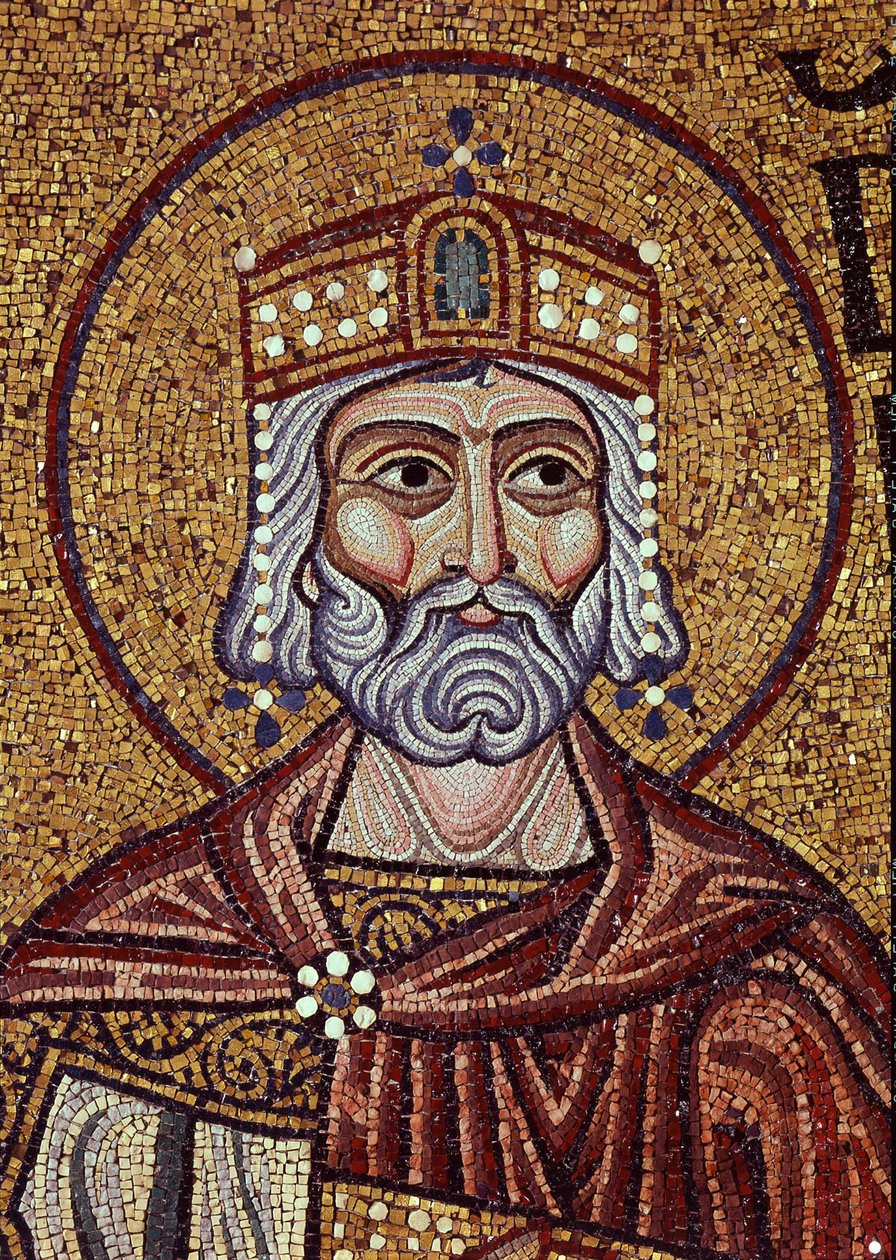 Kong David (10. århundrede f.Kr.). Værk af en byzantinsk mester, mosaik, detalje af udsmykningen af ​​Markuskirken, Venedig (Italien). Byzantinsk kunst, middelalder. Markuskirken, Venedig. af Byzantine School