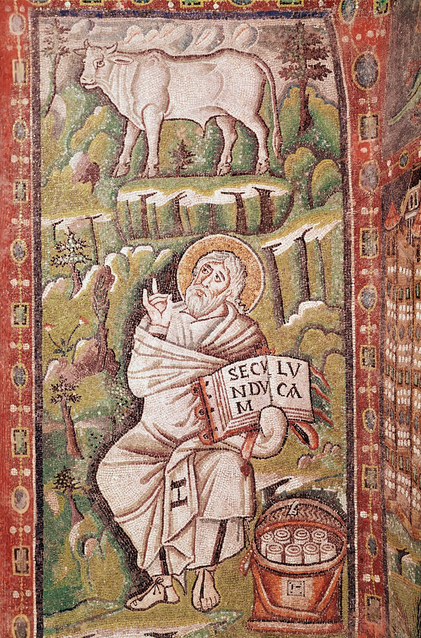 Evangelisten Lukas (mosaikdetalje, 6. århundrede) af Byzantine School