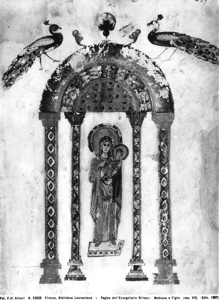 Madonna and Child, folio from the Rabula Gospels, 586 AD (tempera on vellum) af Byzantine School