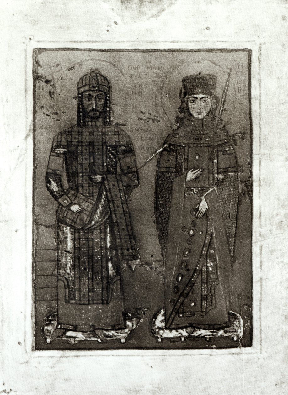 Manuel I Comnenus (ca. 1122-80) og kejserinde Maria af Antiochia (d.c. 1182) af Byzantine School