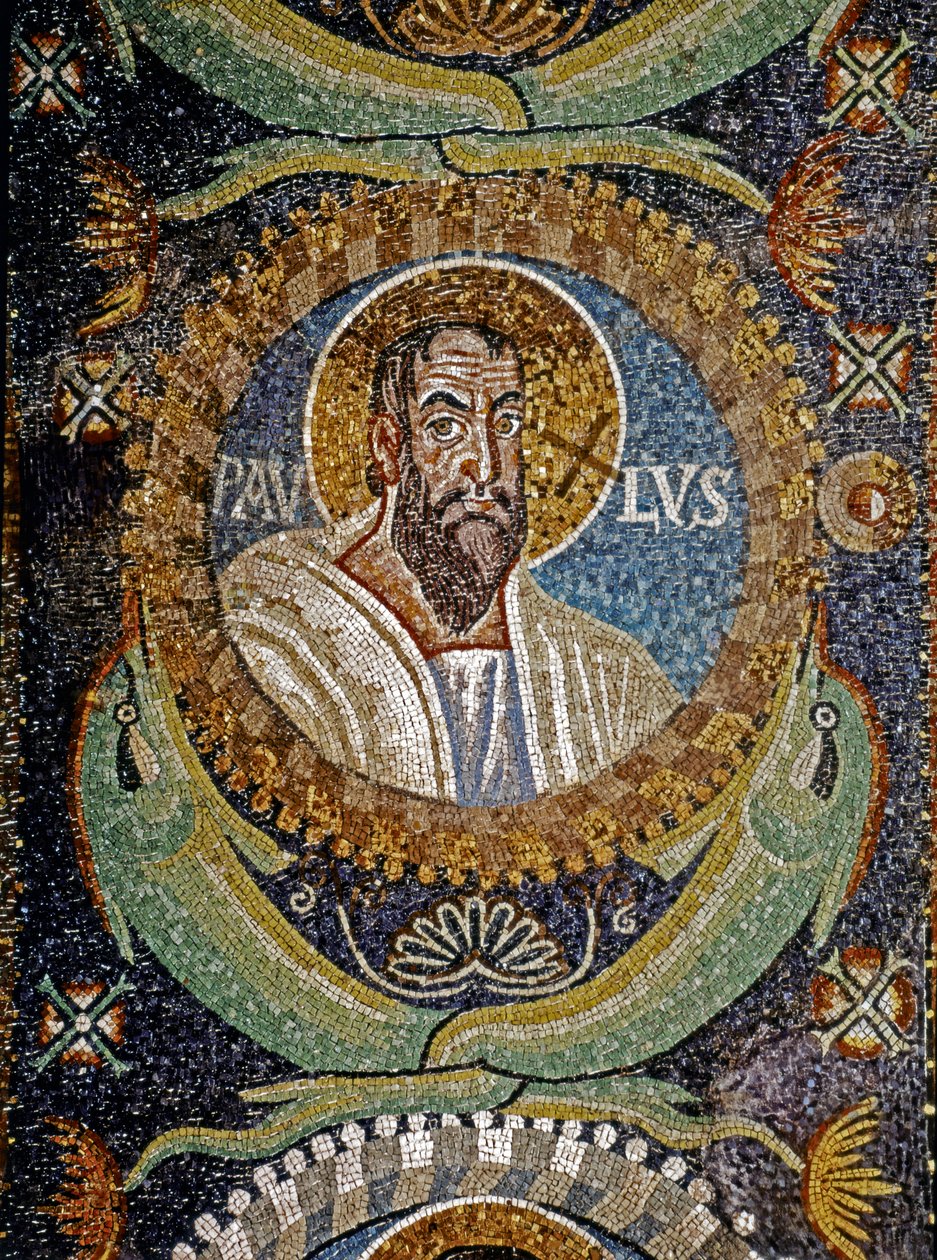 PAULUS: Byzantinsk mosaik, 6. århundrede (mosaik) af Byzantine School