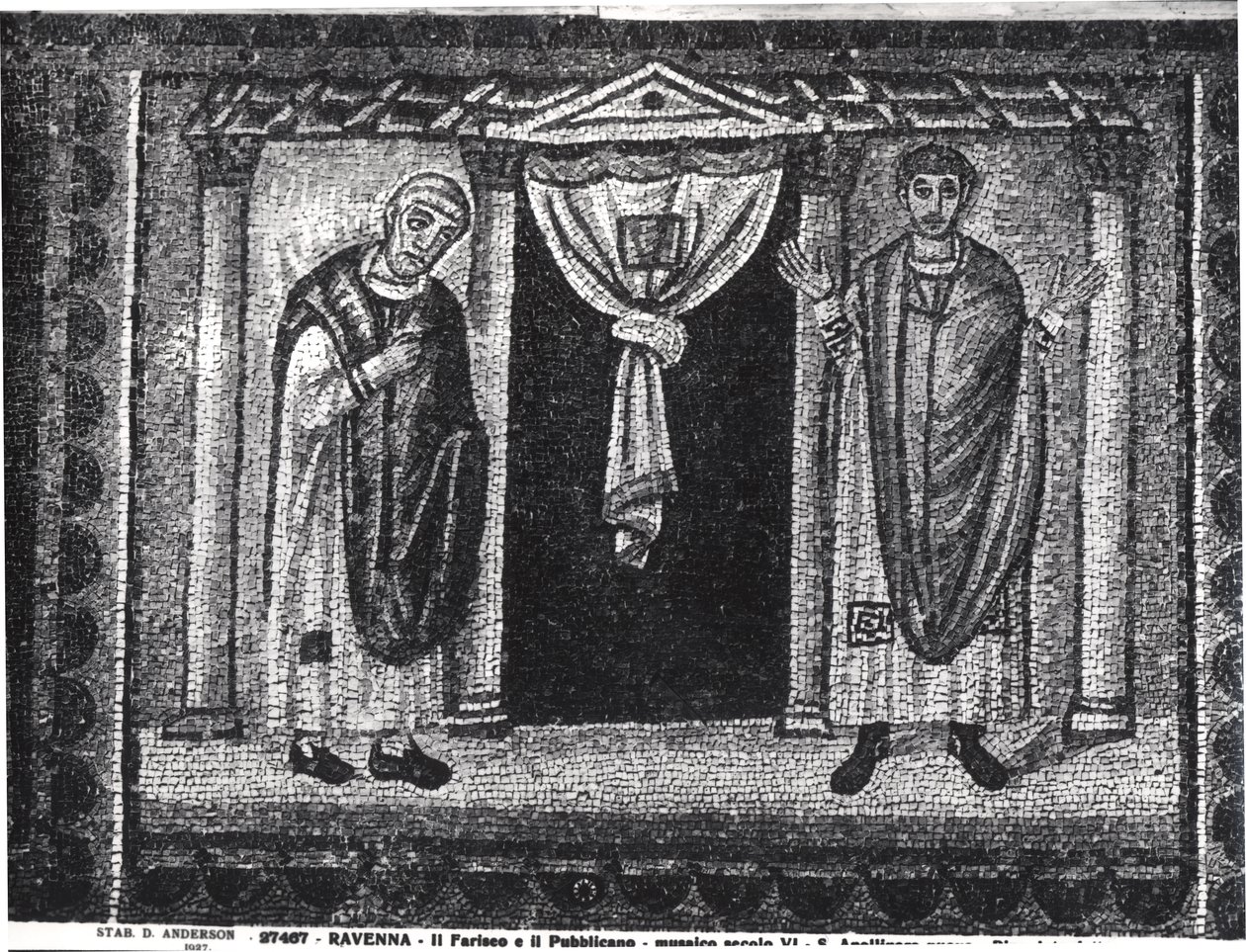 Lignelse om farisæeren og skatteopkræveren (mosaik) af Byzantine School