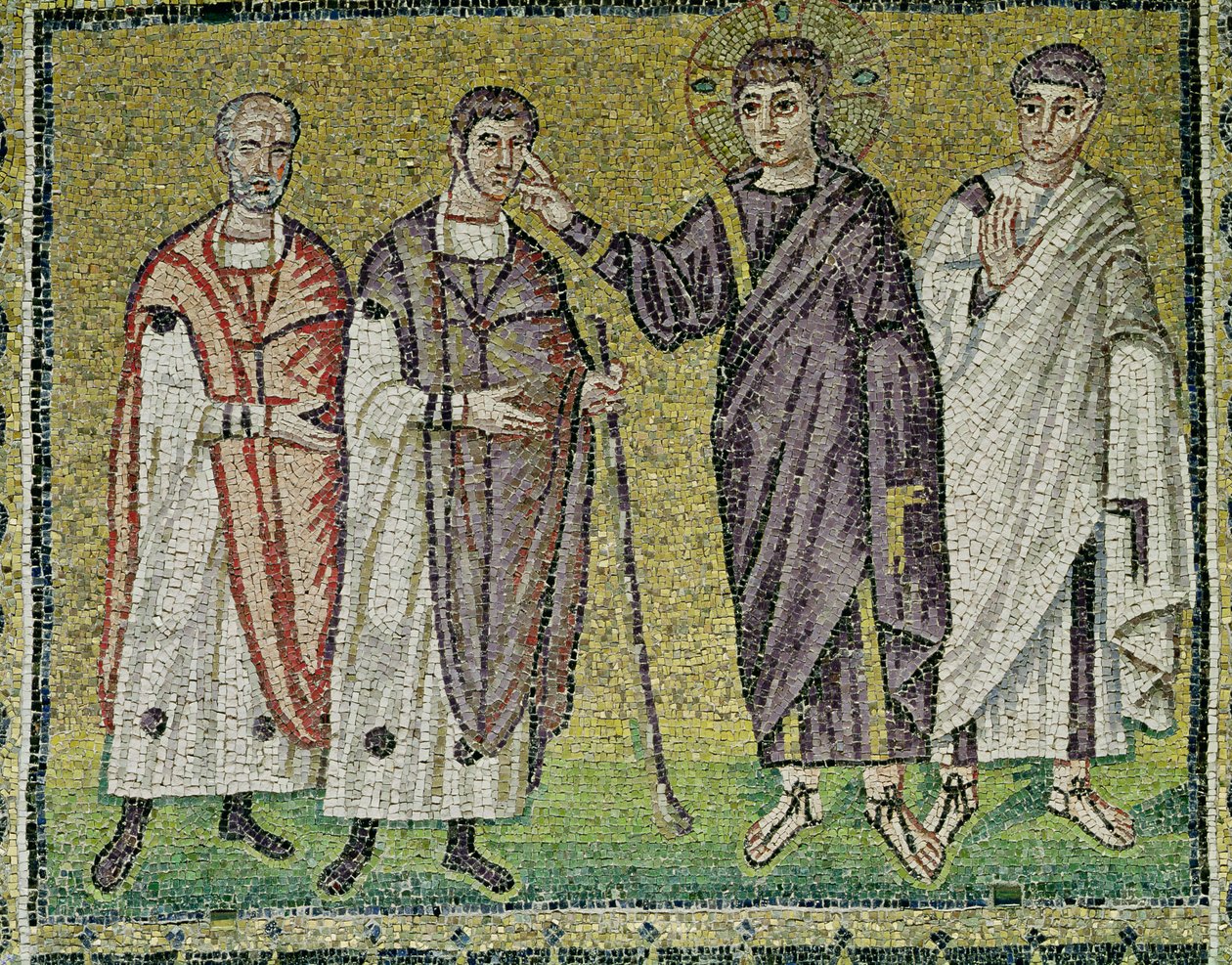 Helbredelsen af to blinde fra Jeriko, scener fra Kristi liv (mosaik) af Byzantine School