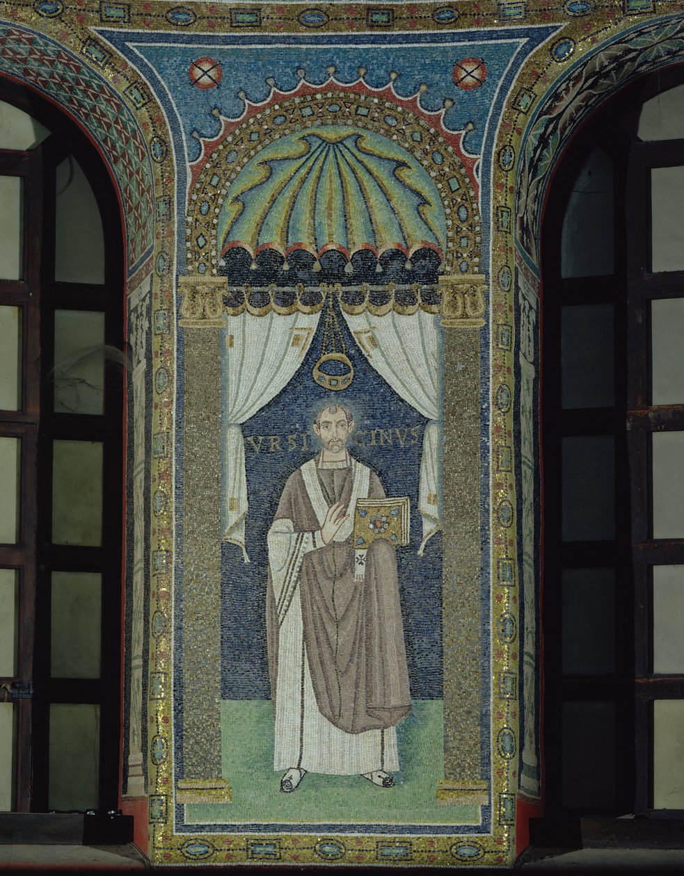 Ursicino, en biskop af Ravenna (mosaik) af Byzantine School