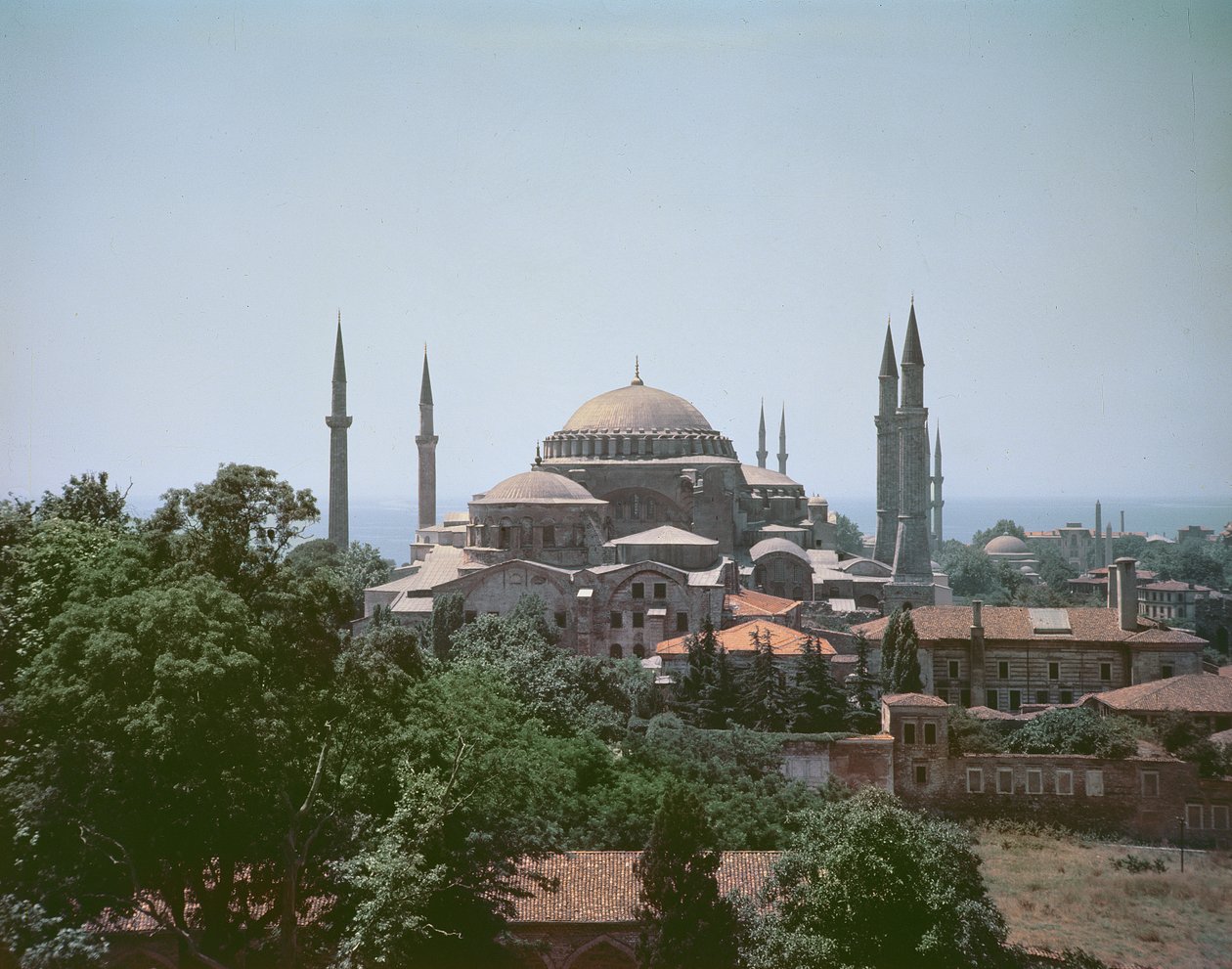 Udsigt over Hagia Sophia, bygget i 537 e.Kr af Byzantine School