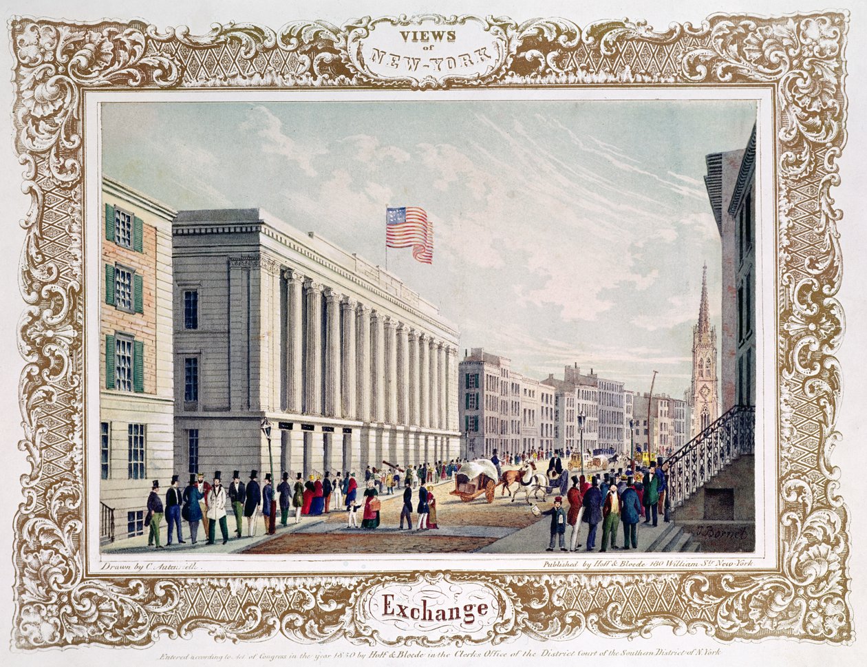 Exchange, New York City, udgivet 1850 af C. Autenrieth