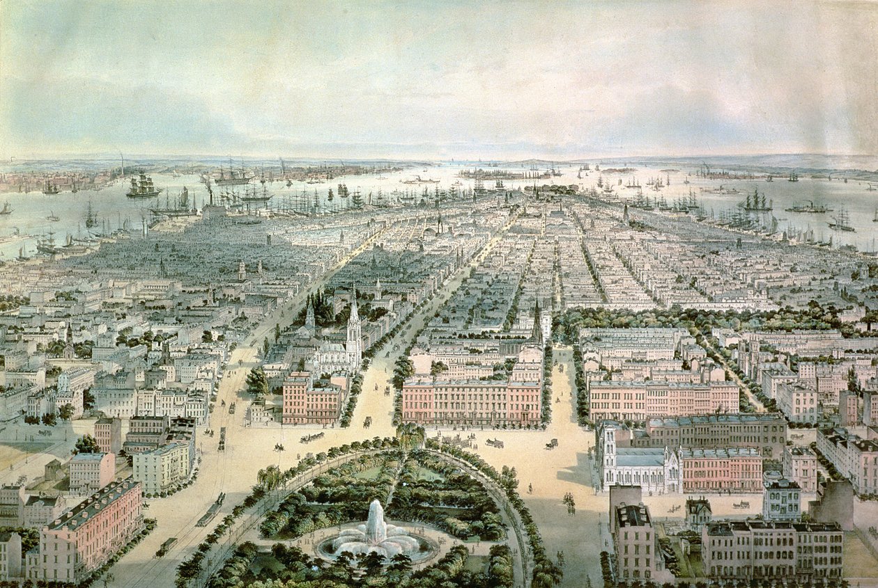 New York set mod syd fra Union Square, udgivet af John Bachman, 1849 af C. Bachman