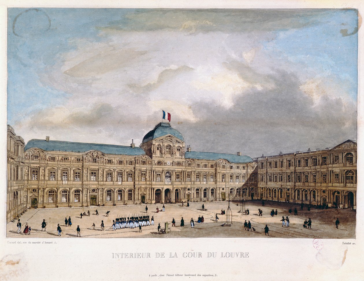 Interiør af Cour Carree i Louvre, ca. 1845-40 af C. Gavard