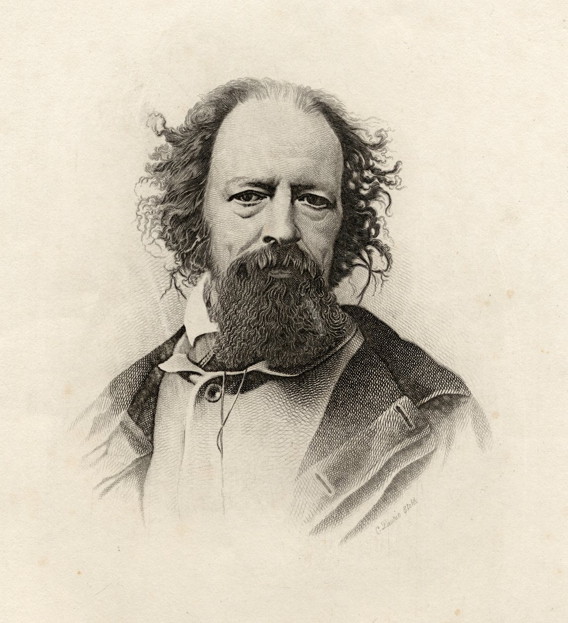 Portræt af Alfred, Lord Tennyson (1809-92) af C. Laurie