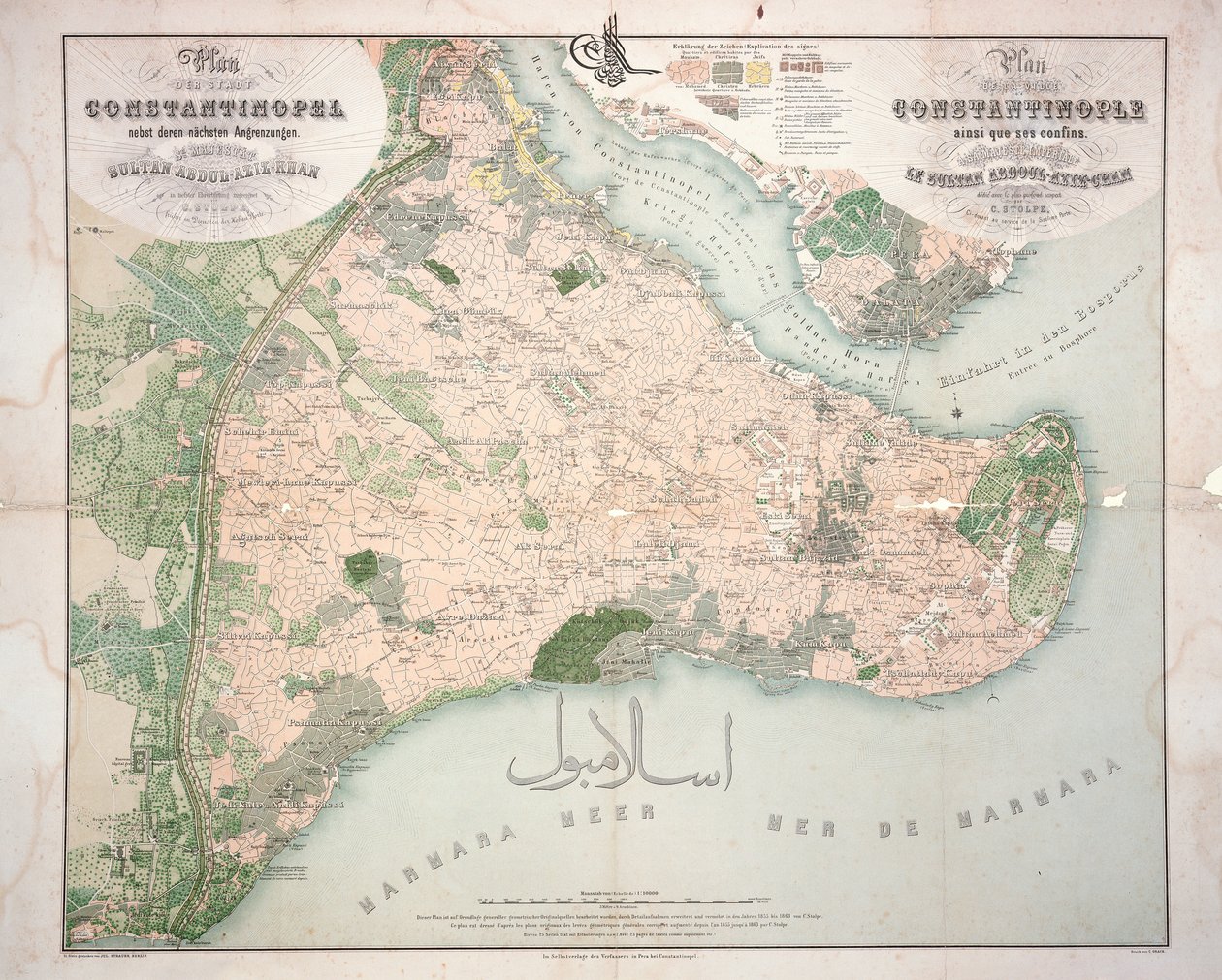 Kort over Konstantinopel og omegn, 1855-63 af C. Stolpe