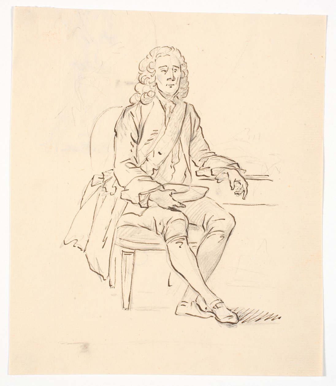 Siddende herre med paryk og ordensbånd af C.A. Lorentzen