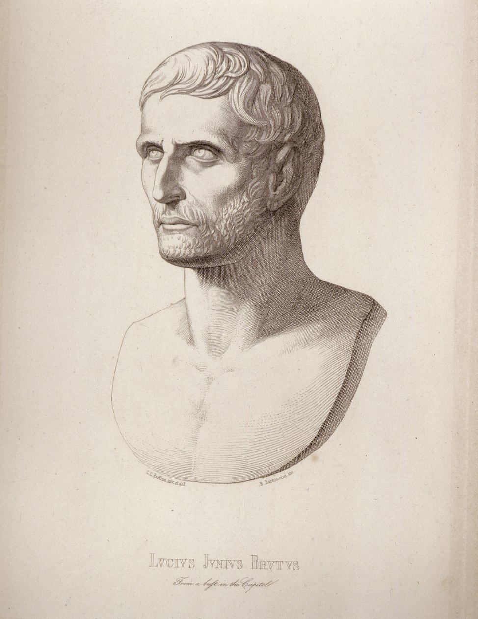 Portræt af Lucius Junius Brutus, indgraveret af B.Barloccini, 1849 af C.C Perkins