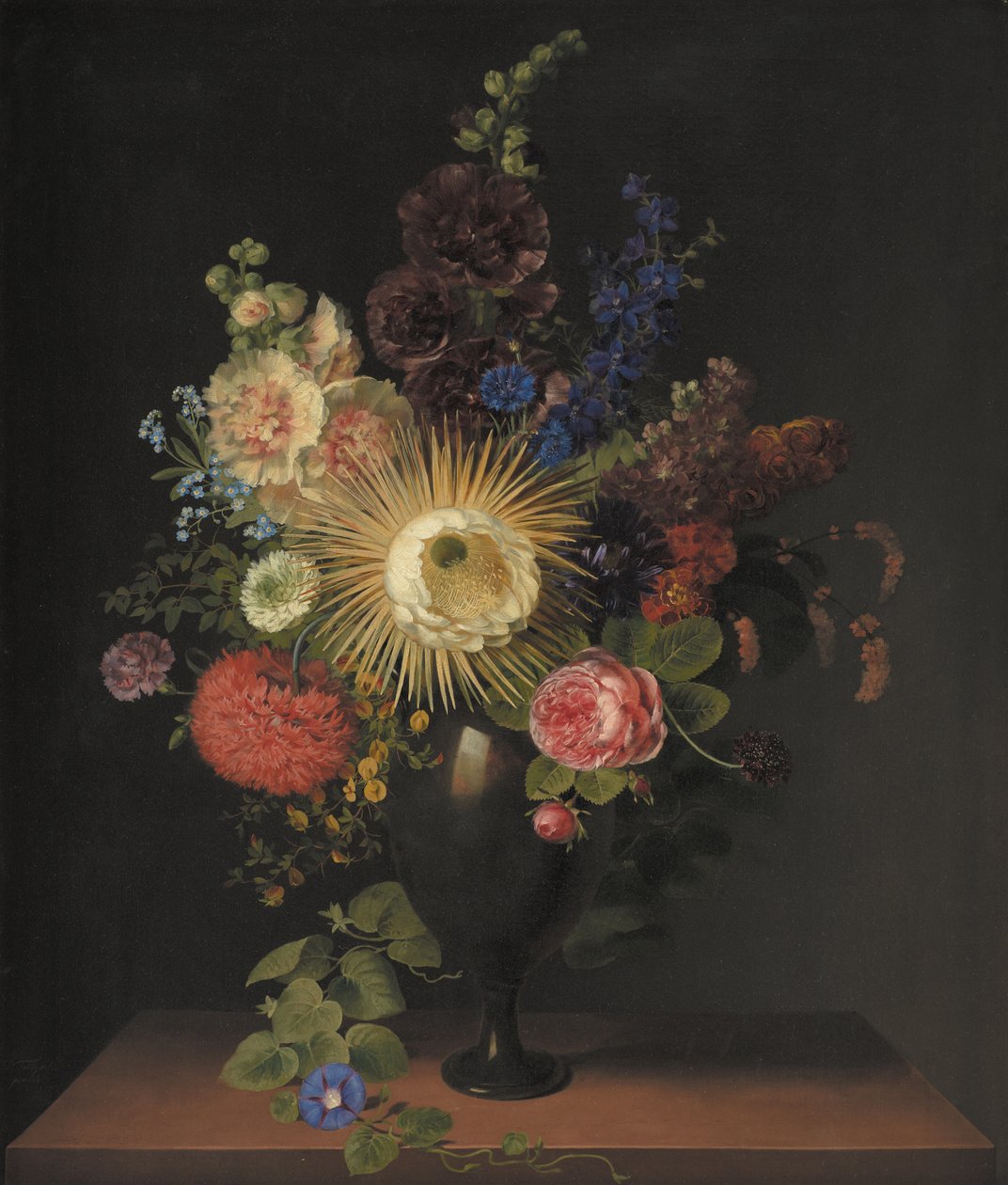 En Cactus Grandiflora og andre blomster i en porfyrvase af C.D. Fritzsch
