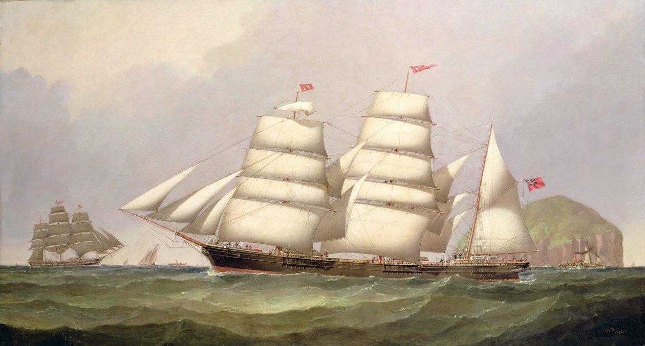Barken "Udaunted" ud for Ailsa Craig, med handelsskibe udenfor af C.H. Fyfe