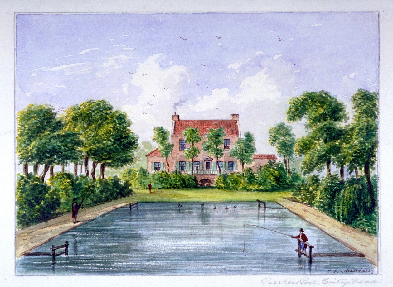 Folk, der fisker i Peerless Pool, City Road, Finsbury, London, C1800. af CH Matthews