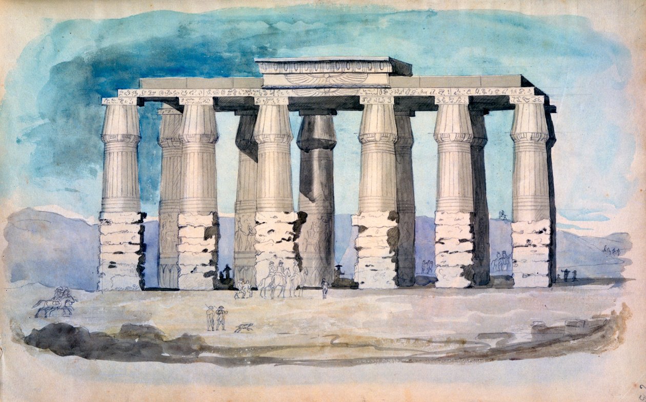 Gammelt egyptisk tempel, Egypten, 1800-tallet af CH Smith
