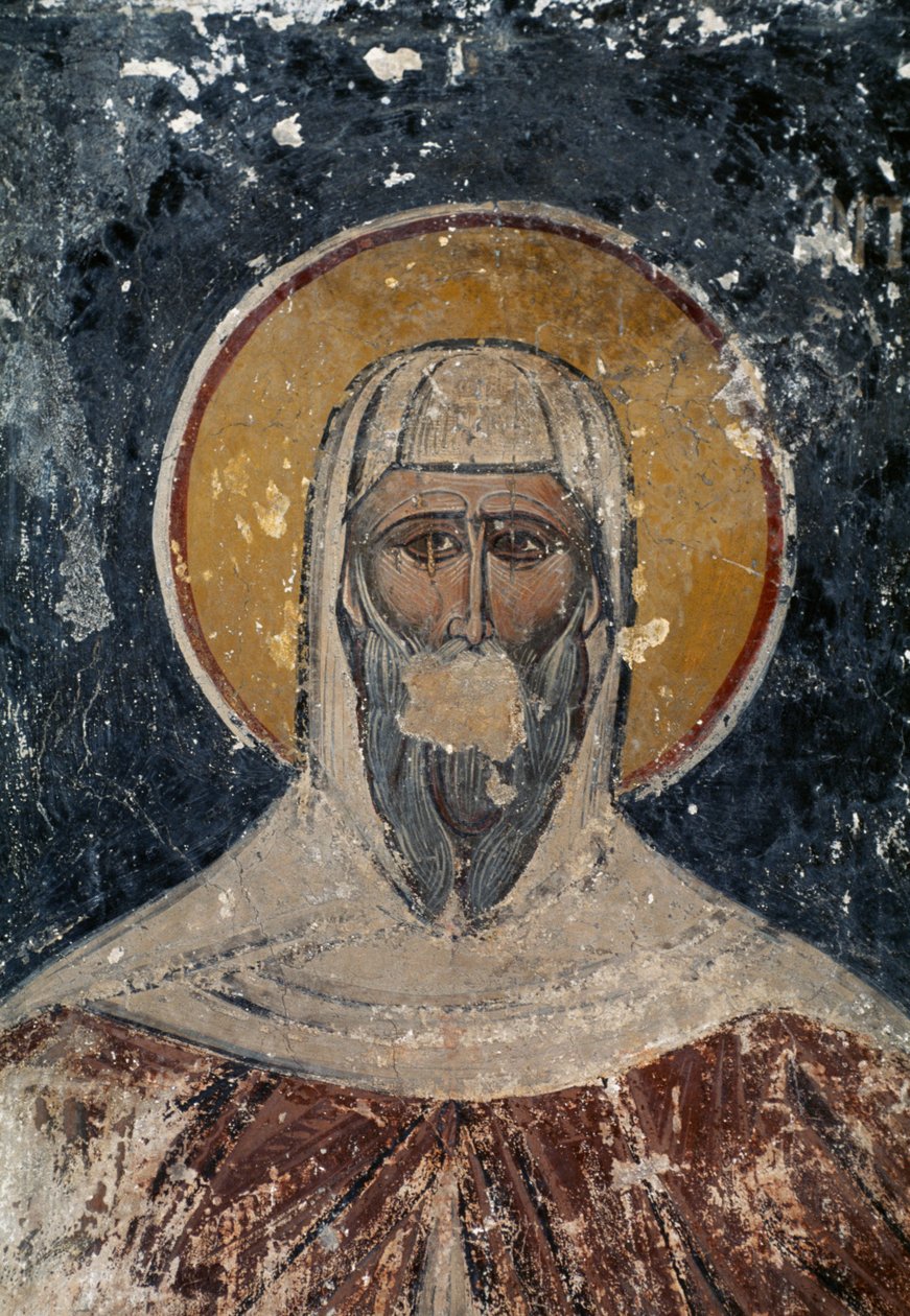 Apostel, fresco i den byzantinske kirke af Hellige Apostle i Agora i Athen, Grækenland af J.B. and Brown J. Rowbotham