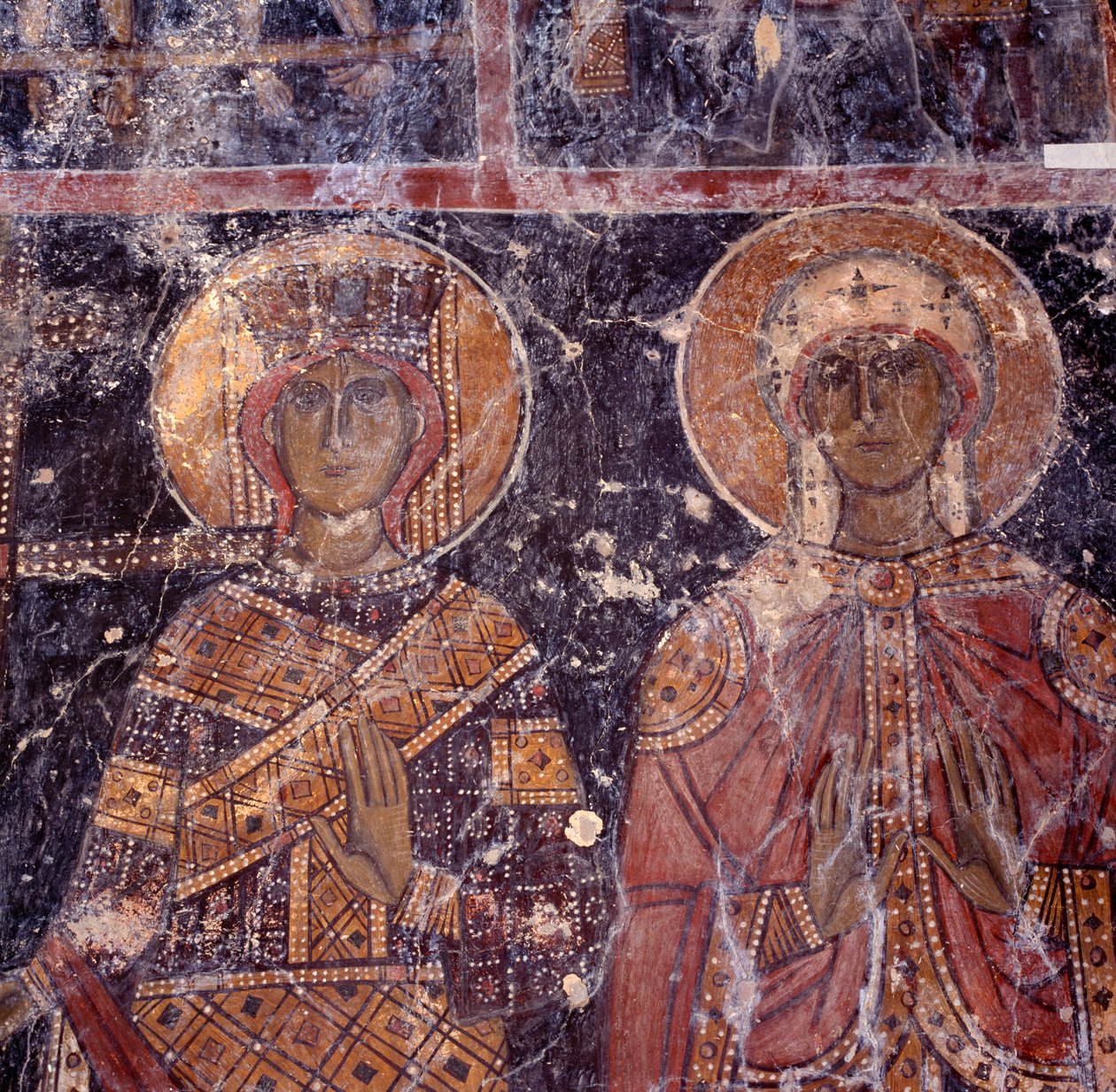 Fresco i den byzantinske kirke i Agios Nikolaos, Maza, Kreta, Grækenland af J.B. and Brown J. Rowbotham