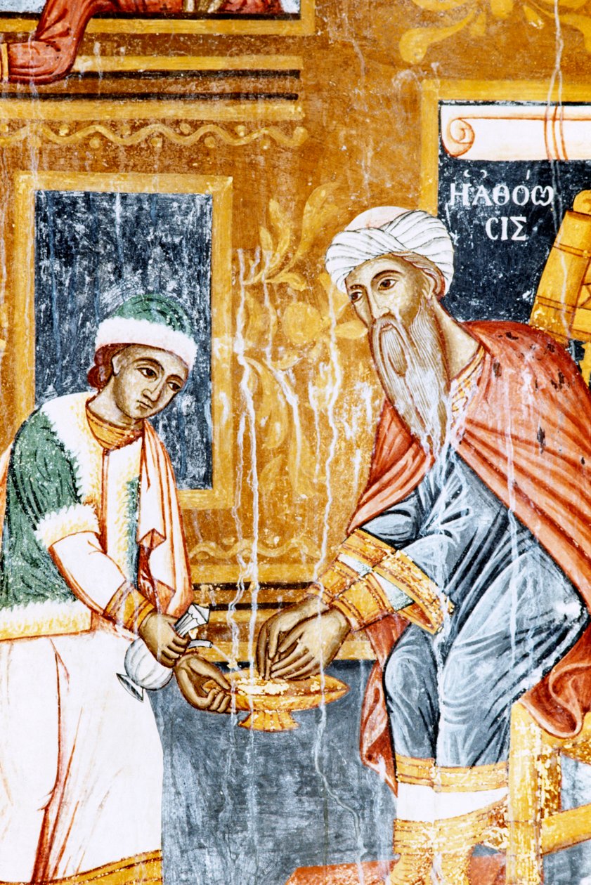 Fresco i Mikro Sotiris kloster, Symi-øen, Grækenland (foto) af J.B. and Brown J. Rowbotham