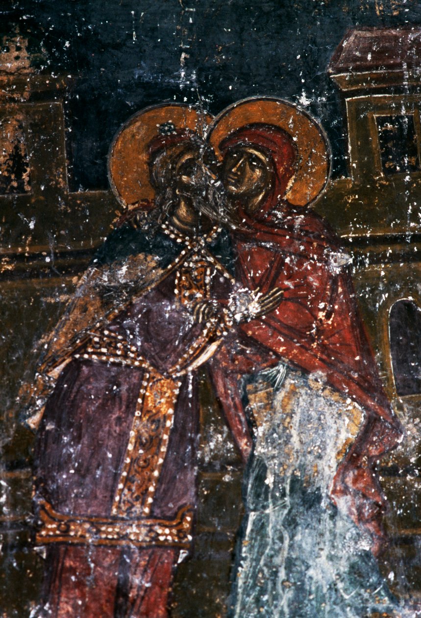 Fresko af helgener i kirken Agios Ioannis Prodromos, Margarites, Kreta, Grækenland (foto) af J.B. and Brown J. Rowbotham