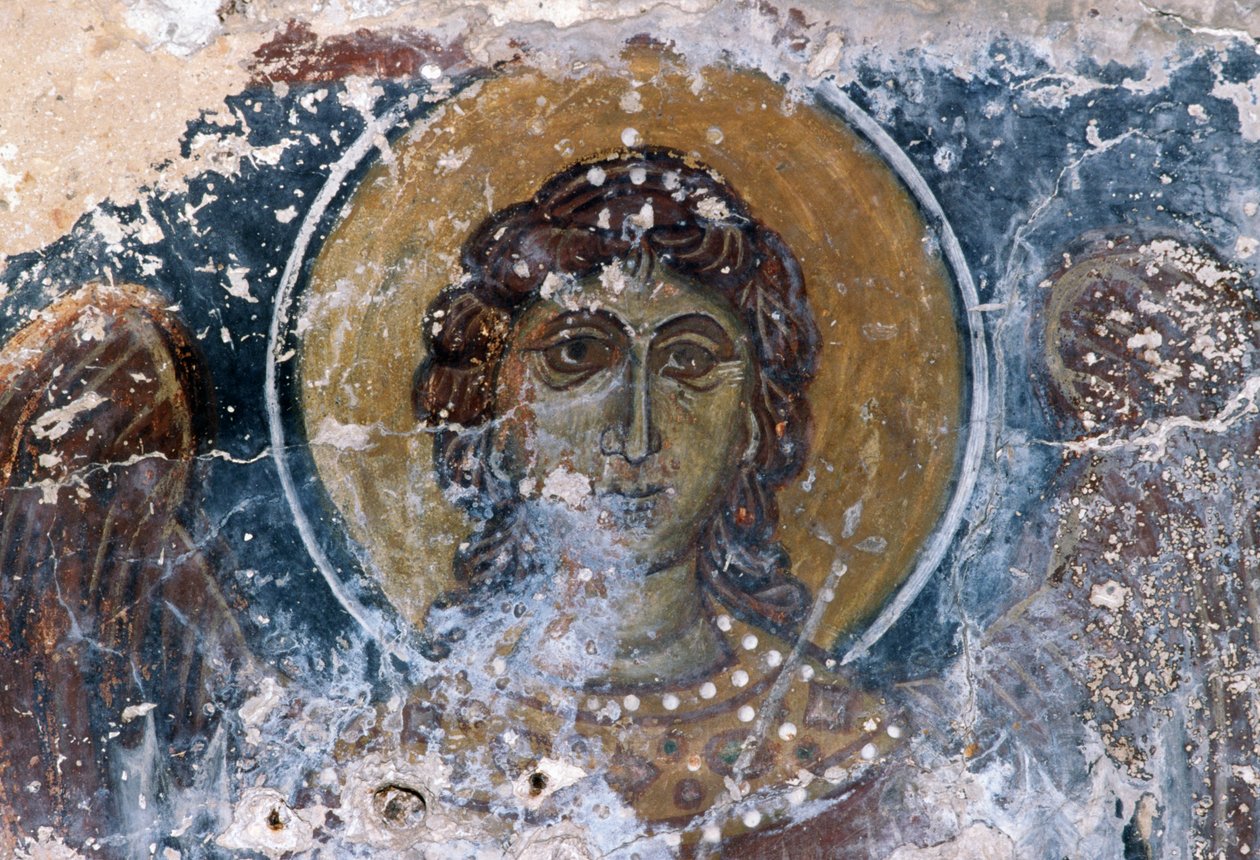 Jesus fresco i kirken Agia Anna af J.B. and Brown J. Rowbotham