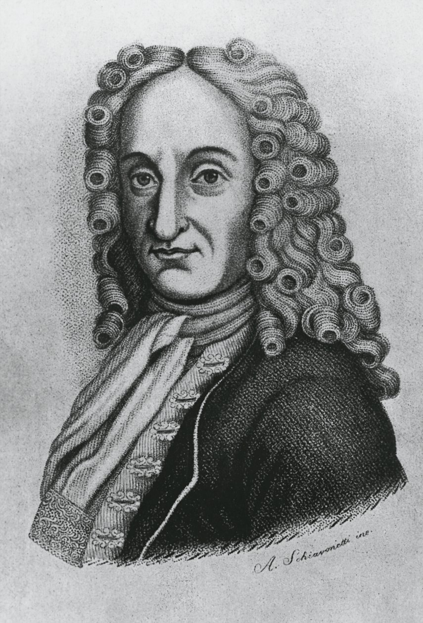 Portræt af Pietro Antonio Michelotti (1673-1740), italiensk læge og iatromatematiker, gravering af Schiavonetti af J.B. and Brown J. Rowbotham