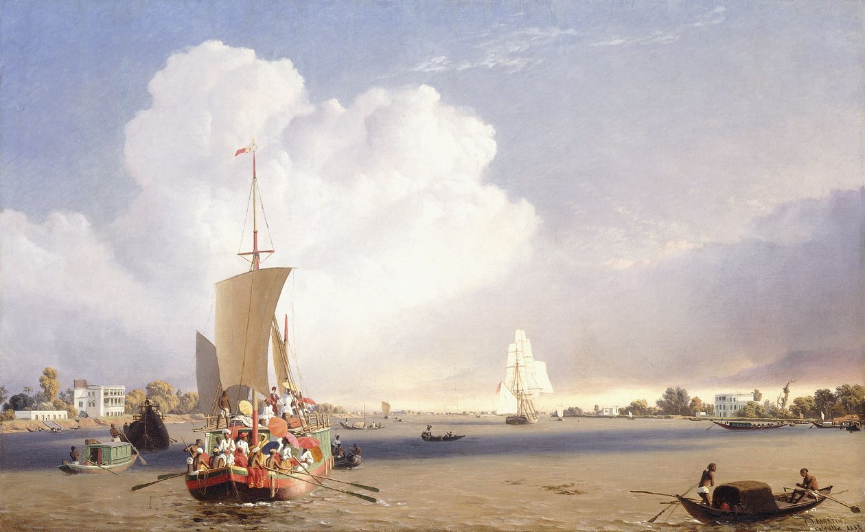 Forsendelse på Hooghly-floden, Calcutta, 1852 af C.J. Martin