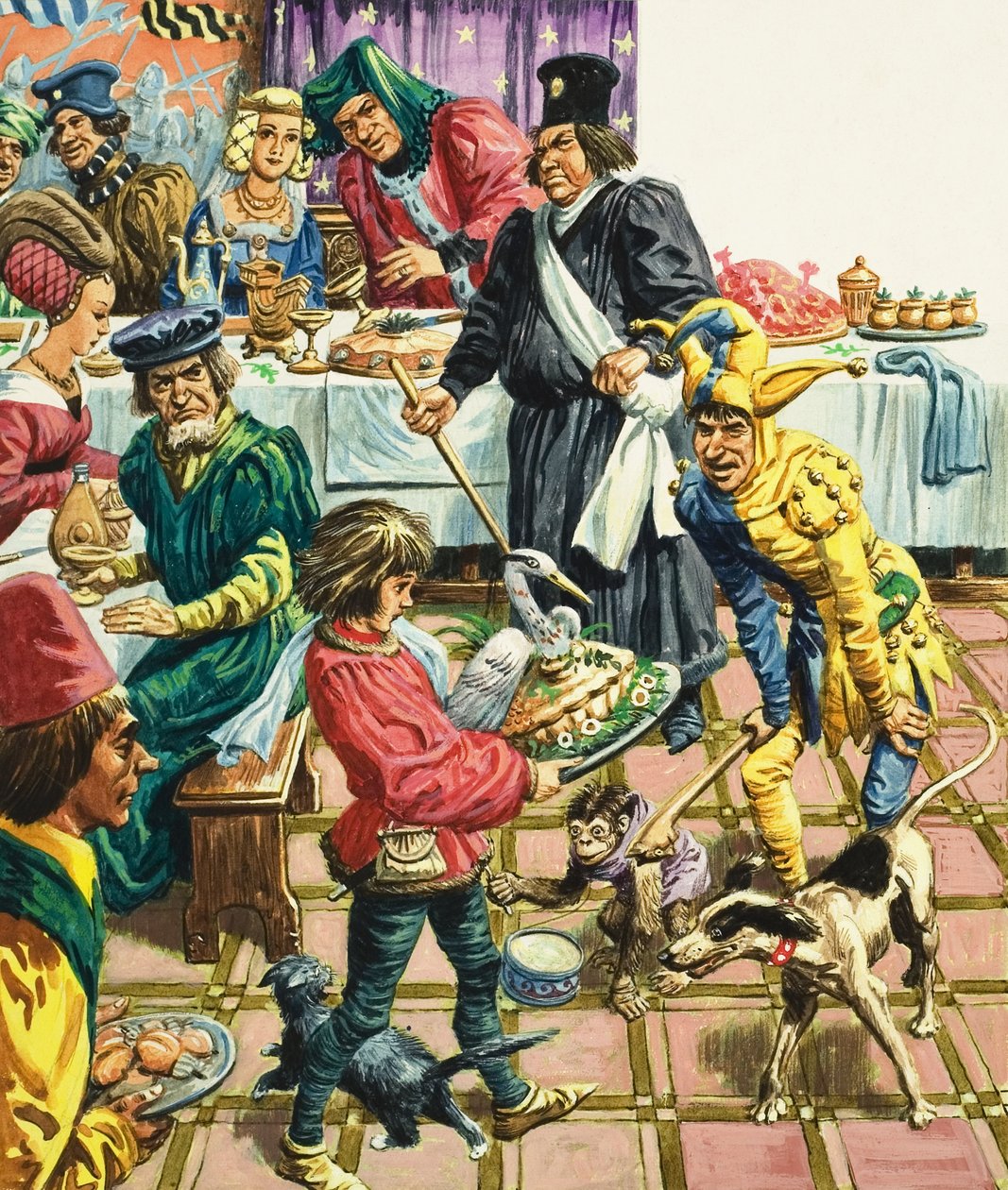 A Medieval Banquet (gouache på papir) af C.L. Doughty