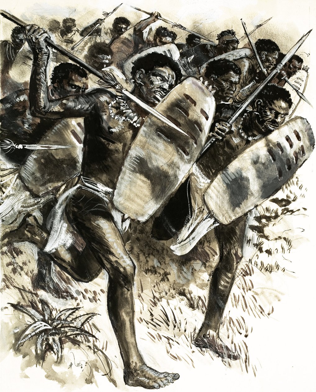 Abessinske stammefolk angriber fortet ved Gura i 1875 af C.L. Doughty