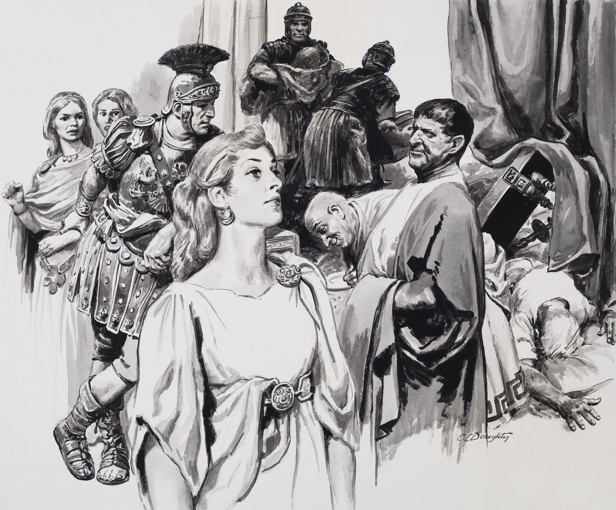Boudicca, dronning af Iceni (gouache på papir) af C.L. Doughty