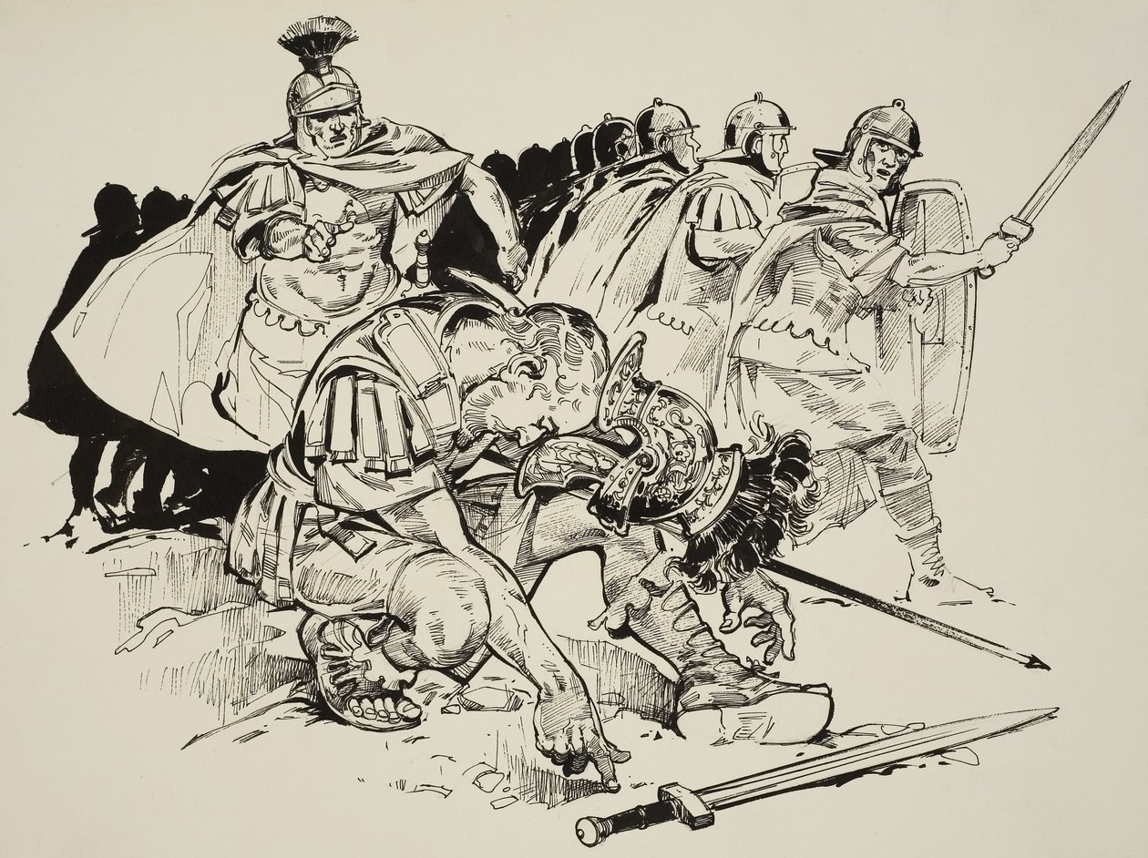 Kejser Julians død (331-63) (gouache på papir) af C.L. Doughty