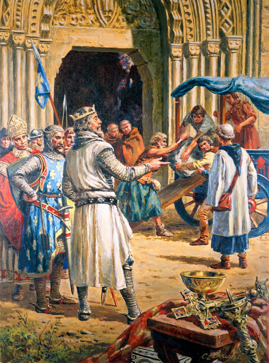 Edward I (1239-1307) The Hammer of the Scots (gouache på papir) af C.L. Doughty