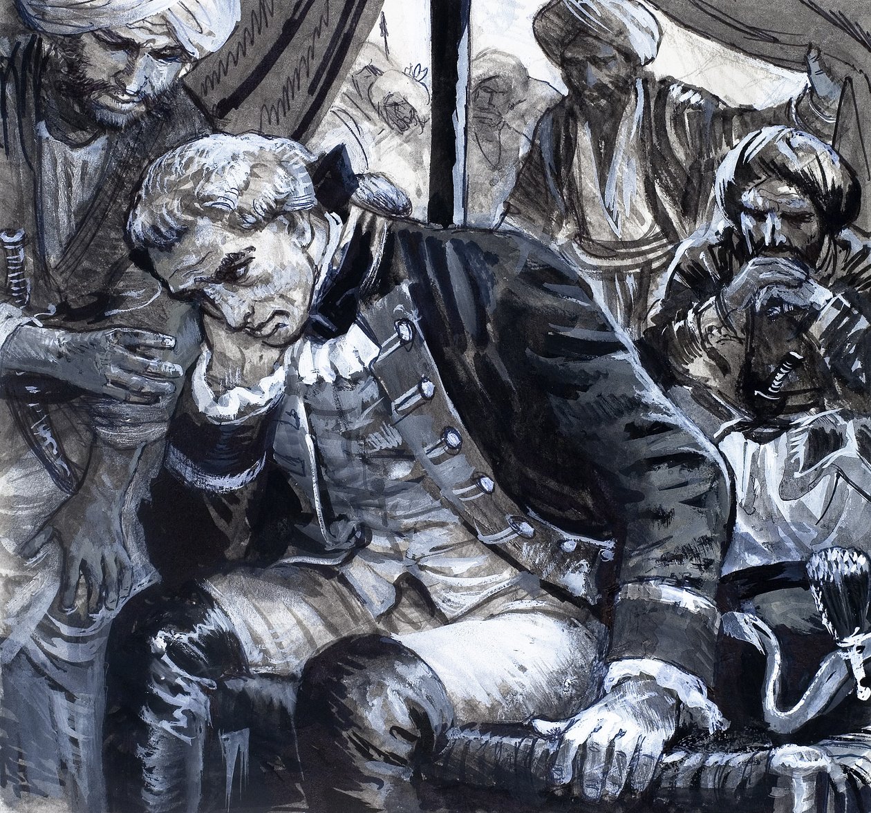 Giganter blandt mænd, den patriotiske lejesoldat (gouache på papir) af C.L. Doughty