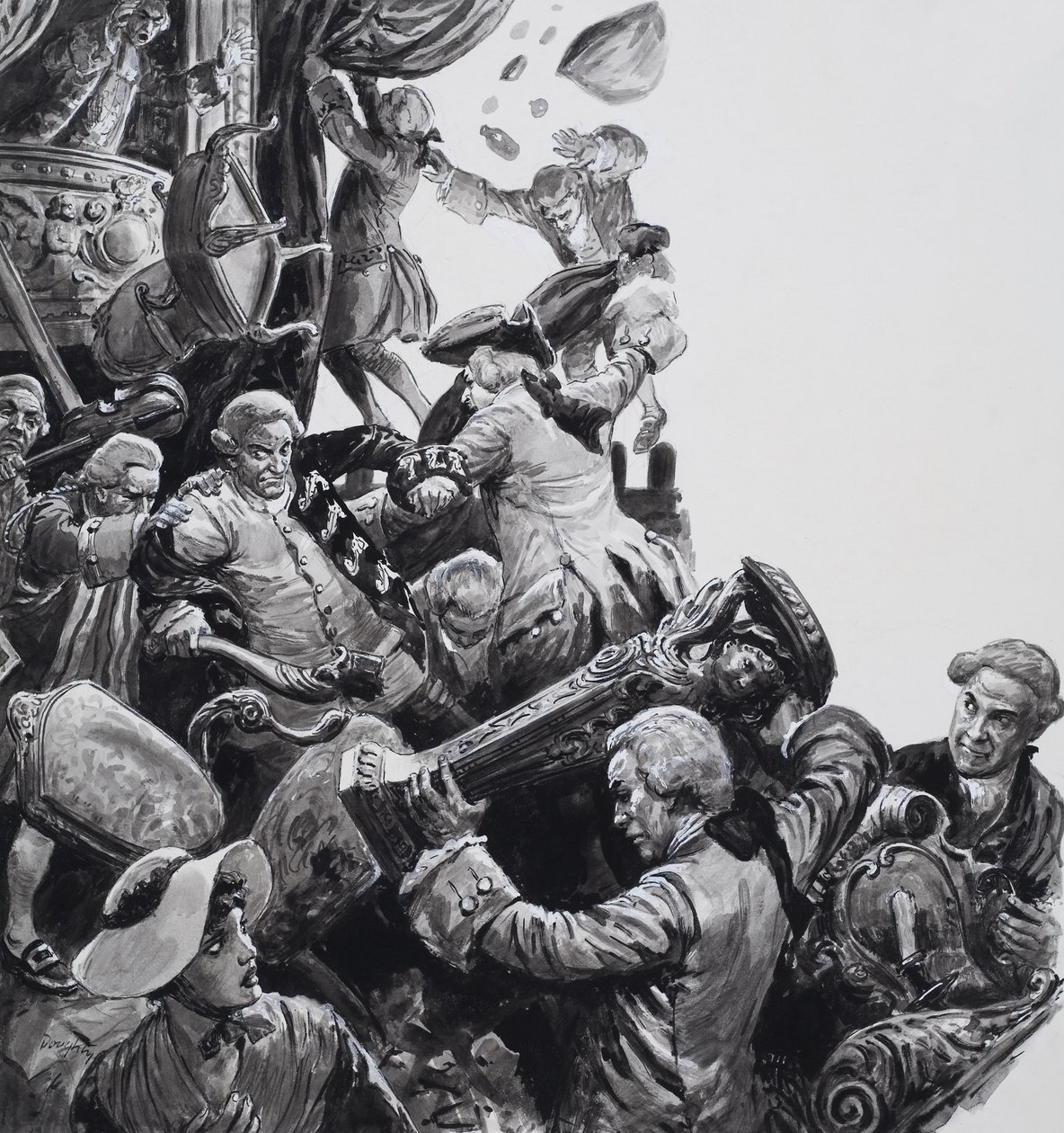 The Hoax på New Theatre, Haymarket (gouache på papir) af C.L. Doughty