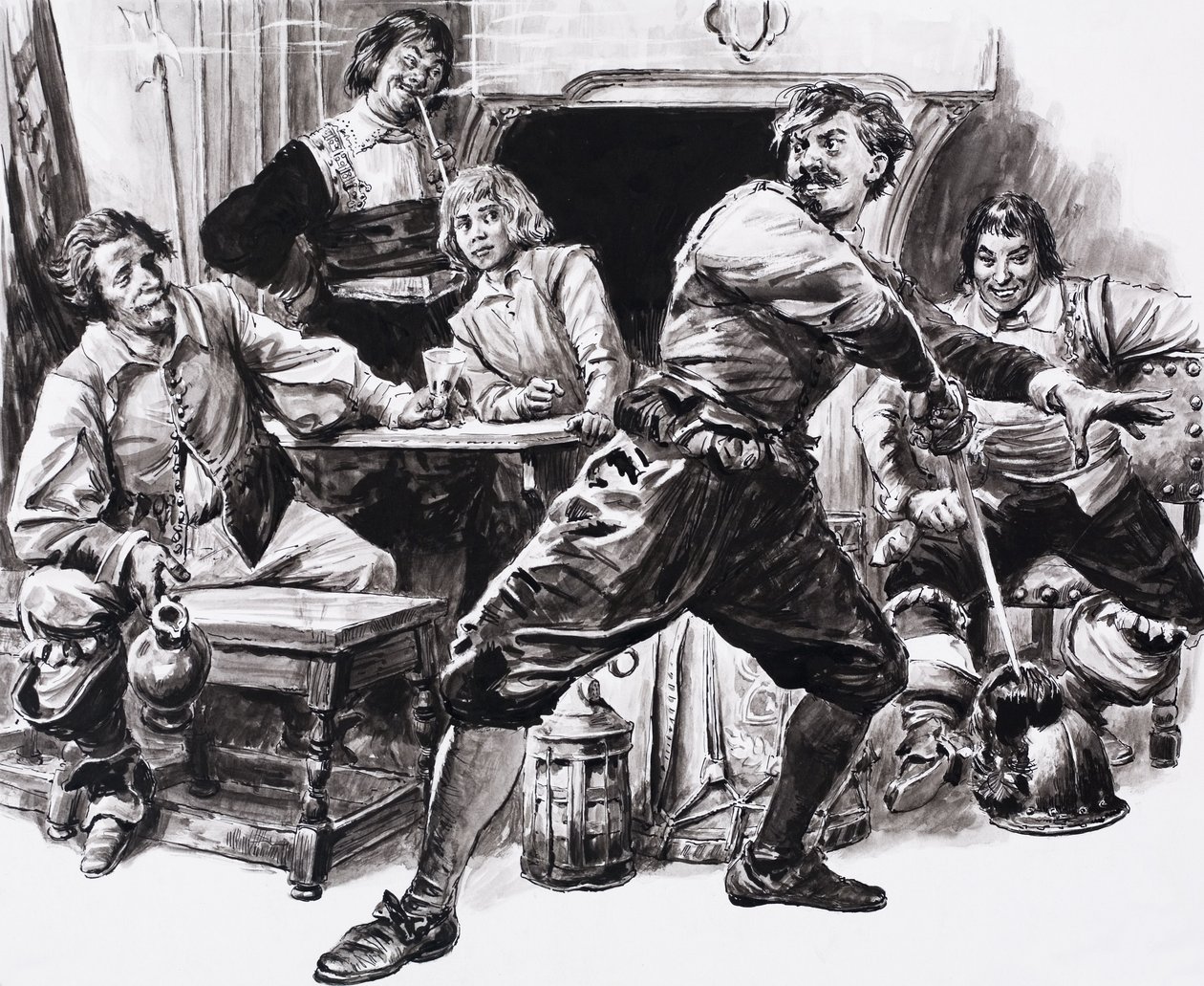 De tre musketerer, med D