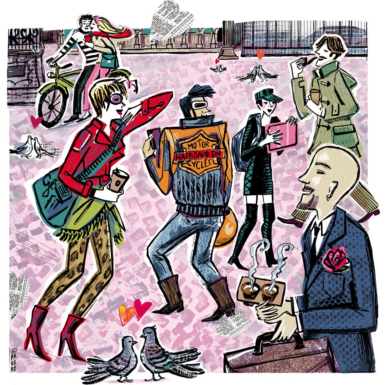 LOVE IN THE STREET (blæk, collage, digital) af COSTANZA FAVERO