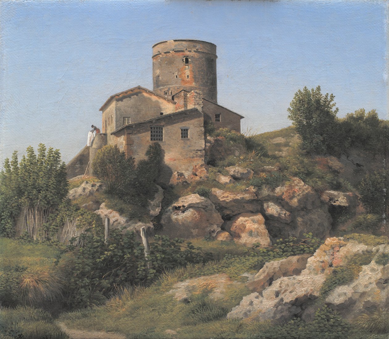 En bygning nær Tor di Quinto uden for Rom af Christoffer Wilhelm Eckersberg