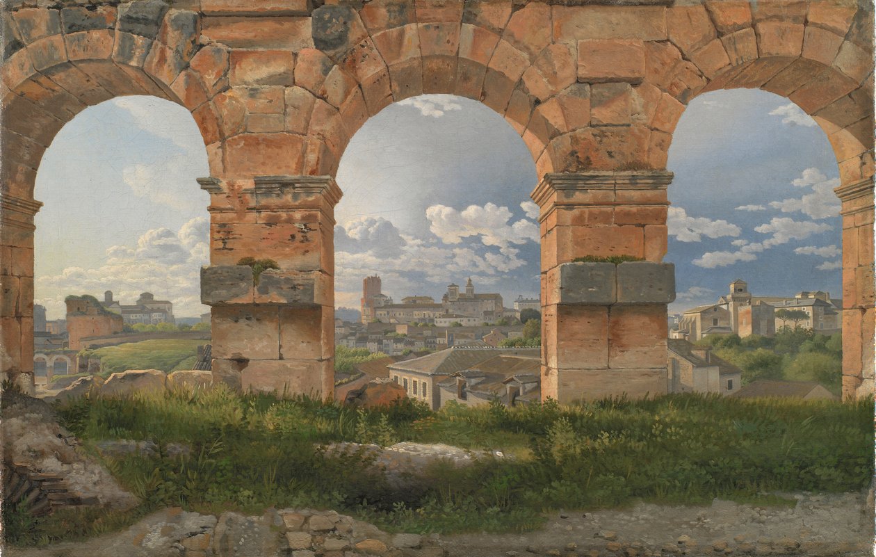 En udsigt gennem tre buer af Colosseums tredje etage af Christoffer Wilhelm Eckersberg