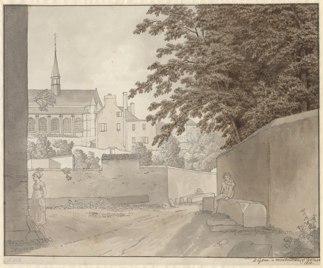 Ved Saint-Martins kirke i Montmorency, nord for Paris, den 10. juli 1812 af Christoffer Wilhelm Eckersberg