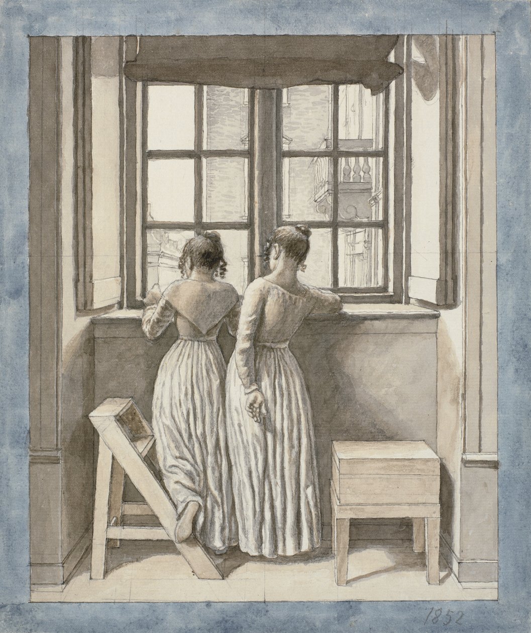 Ved et vindue i kunstnerens studie af Christoffer Wilhelm Eckersberg