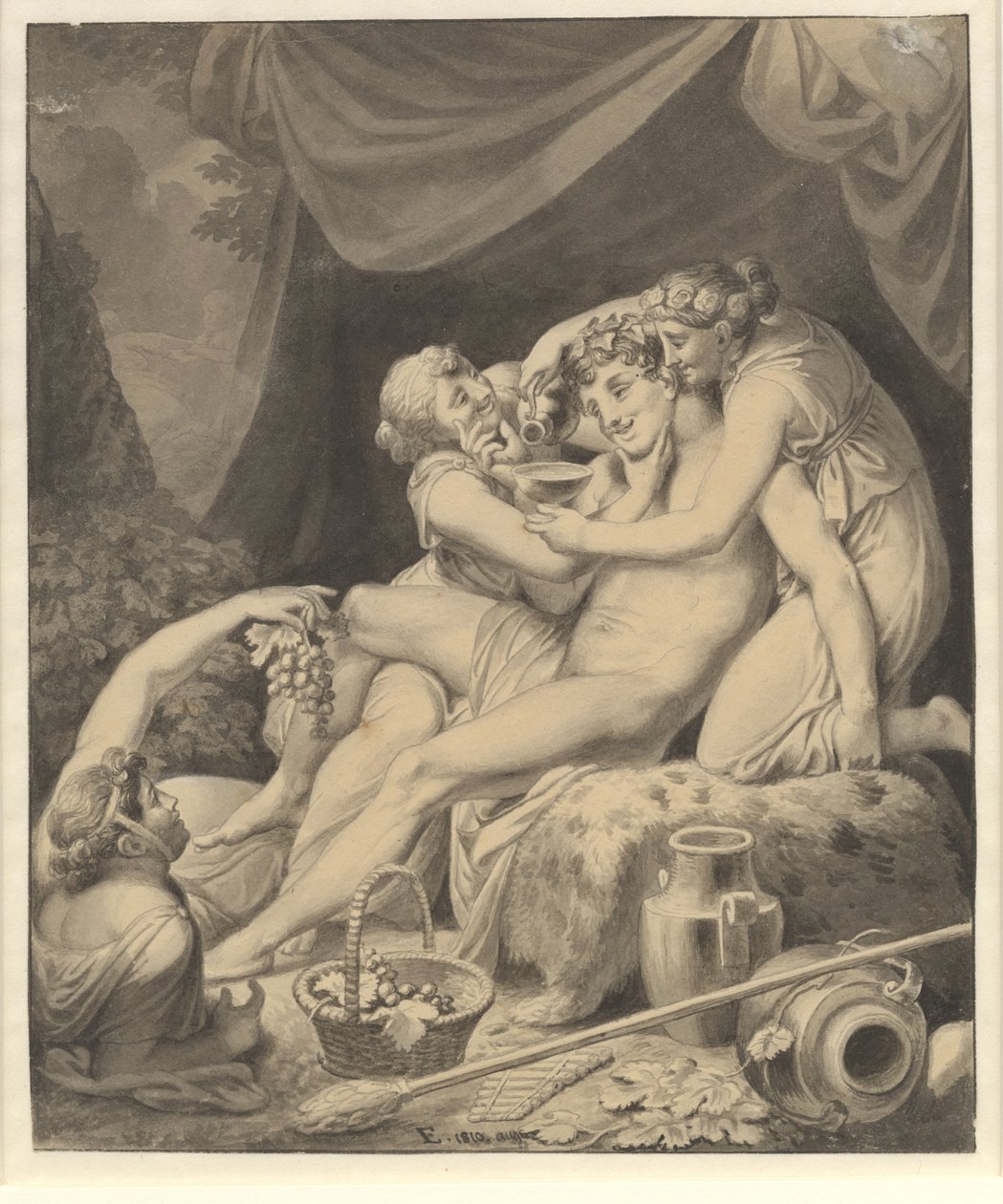 Bacchus Made Tare Bachchantinder af Christoffer Wilhelm Eckersberg