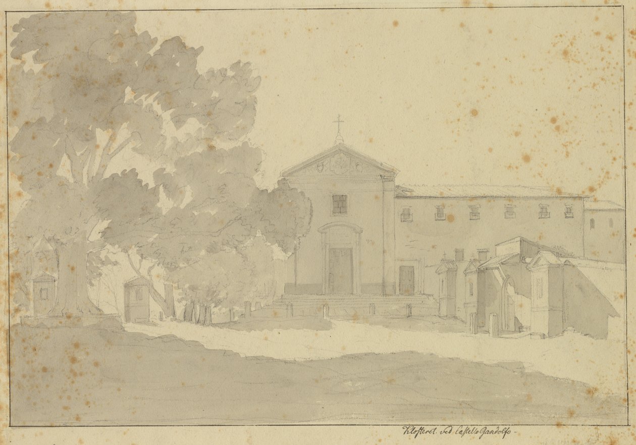 Capucinerklosteret ved Castel Gandolfo sydøst for Rom. af Christoffer Wilhelm Eckersberg