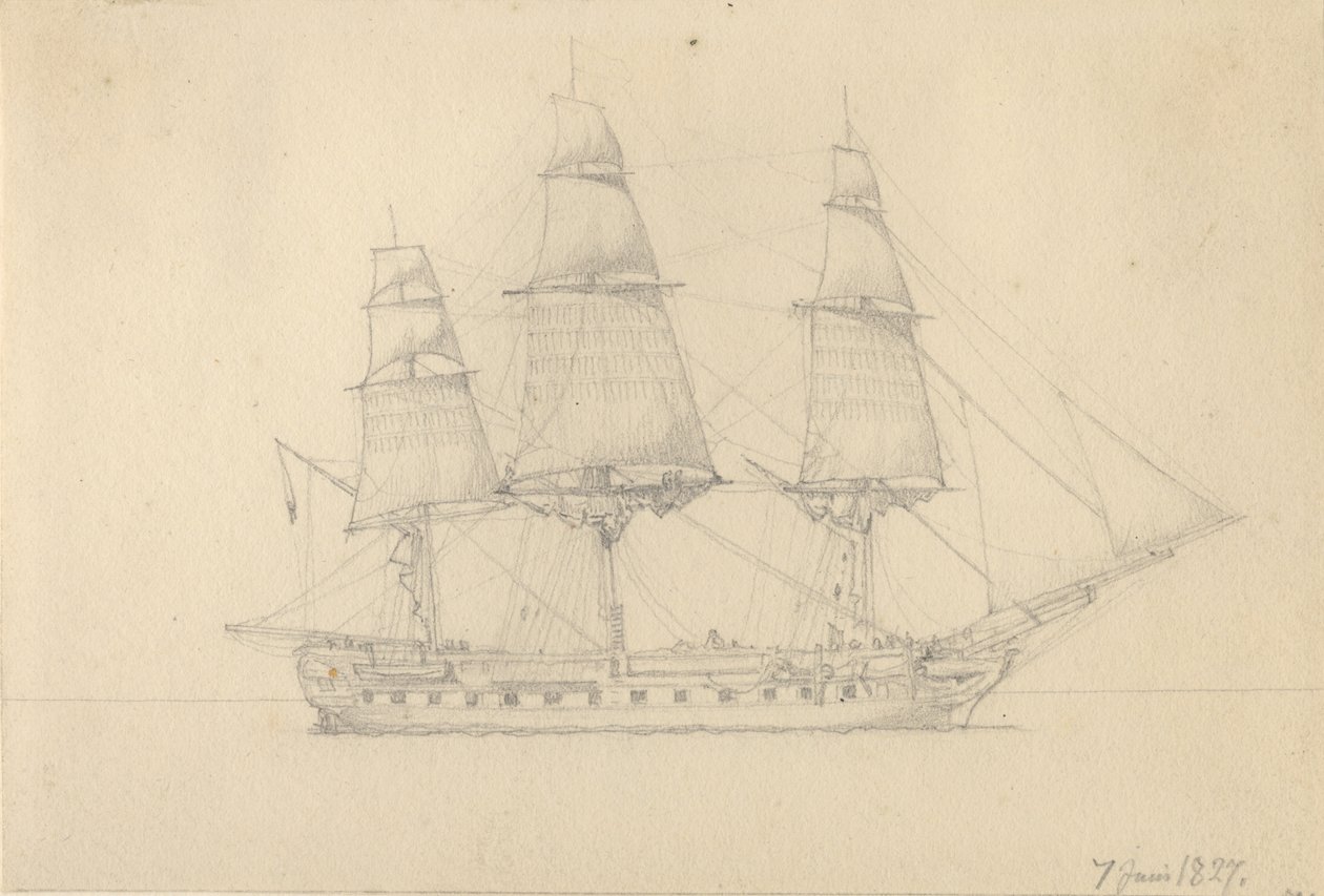 Og fregat. af Christoffer Wilhelm Eckersberg