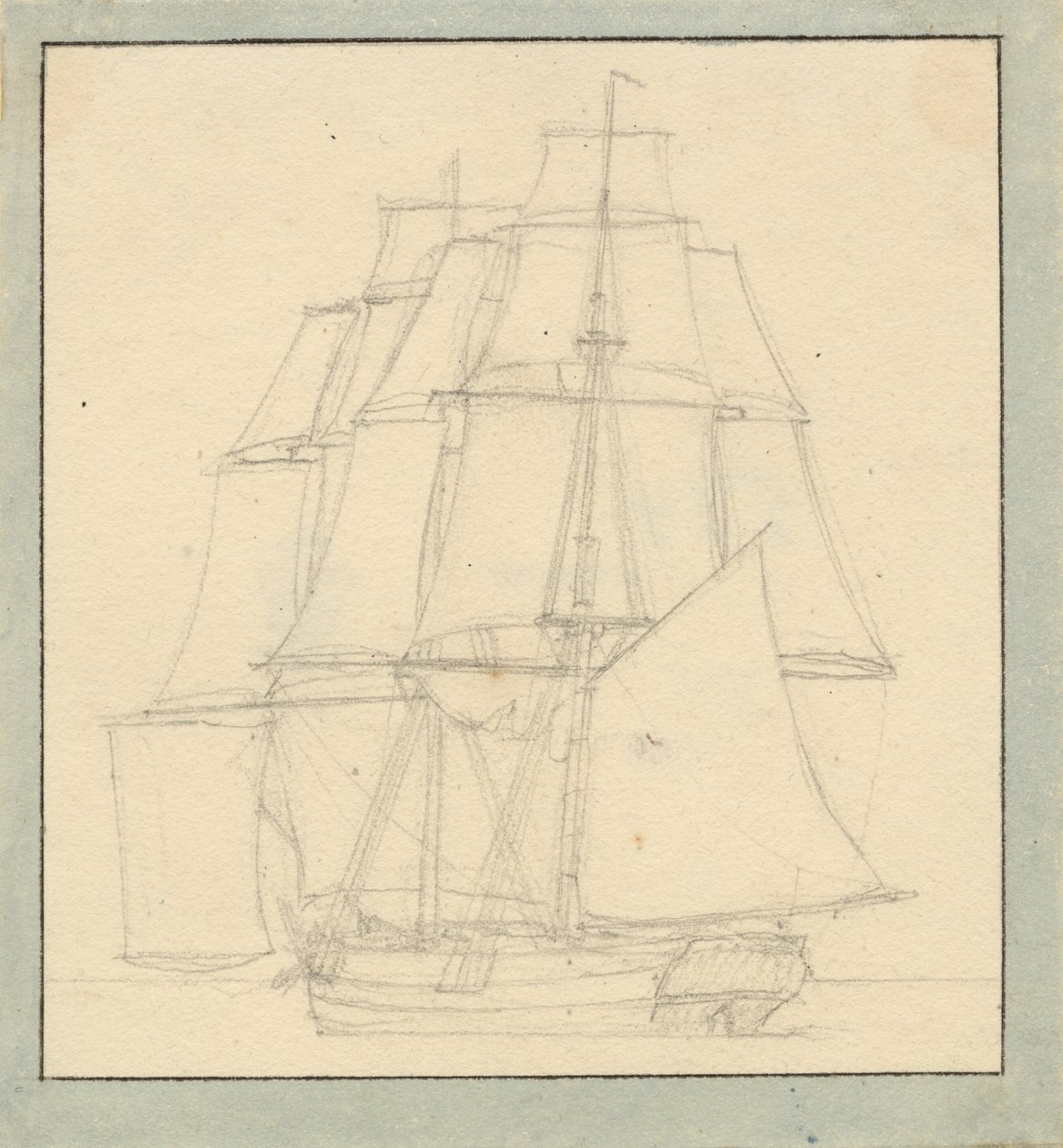 En brig med læsejl af Christoffer Wilhelm Eckersberg