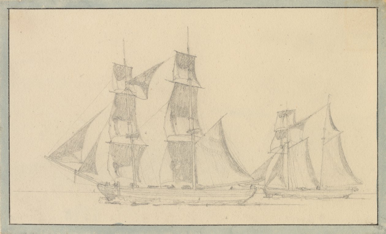 En brig og en skonnert under sejl. af Christoffer Wilhelm Eckersberg