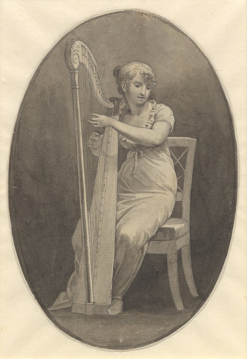 En dame der spiller på harpe af Christoffer Wilhelm Eckersberg